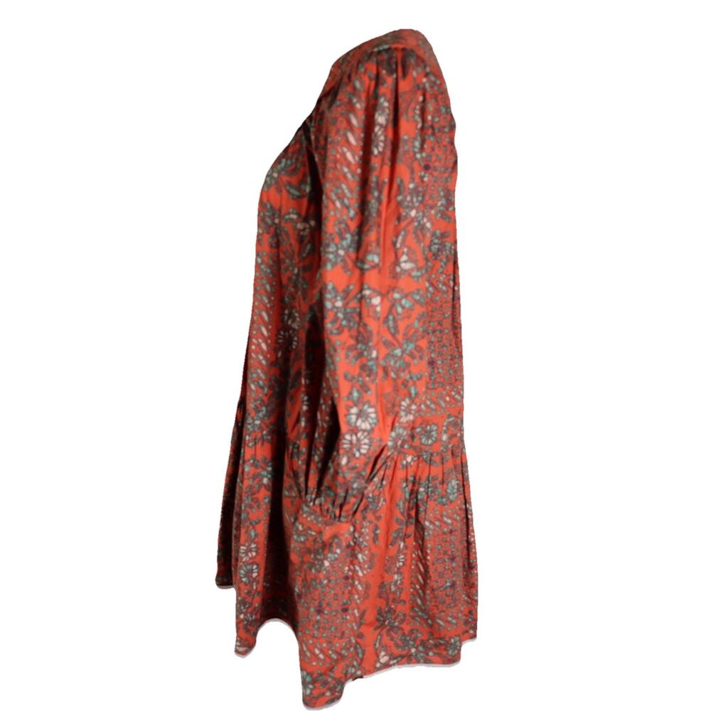 ULLA JOHNSON Ria Gathered Printed Cotton Poplin Mini Dress In Clementine Size 00 - Picture 6 of 15